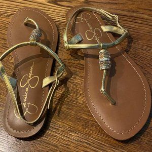 Gold sandals size 8